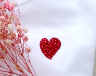 Herz Große Glitzer Relief Flex Angewandte Thermoadhäsive Herz Textil Transfer Glittery Core Herz Großes Glitzer Herz Textil Dekoration