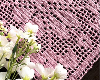 Patron PDF de napperon de table au crochet | Décoration de table en crochet filet | Chemin de table et centre de table en dentelle