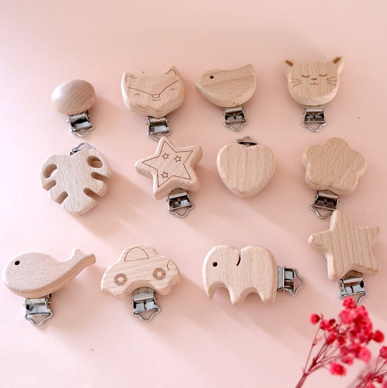 Wooden Pacifier Clip Chain Clip DIY Newborn Pacifier Chain image 2