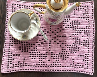 Patron PDF de napperon de table au crochet | Décoration de table en crochet filet | Chemin de table et centre de table en dentelle