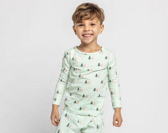 Festive Trees Two-Piece Pajama Set for Kids