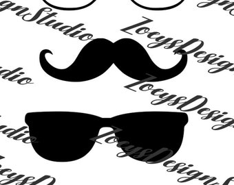 Glasses and Mustaches SVG/DXF/PNG