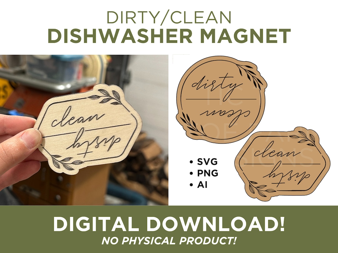 Dirty Clean Dishwasher Magnet Files | Laser Cut SVG, PDF, AI (digital ...
