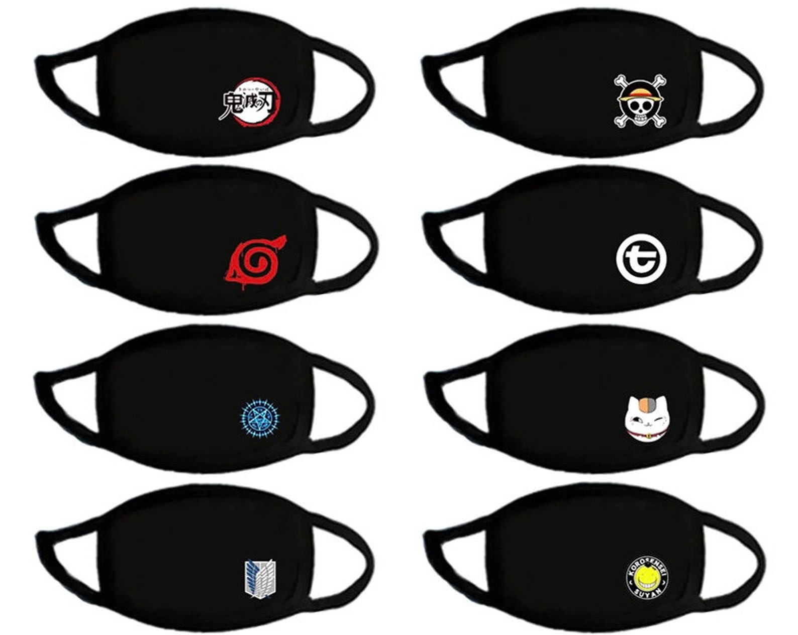 ANIME FACE Mask Black Anime Face Masks | Etsy