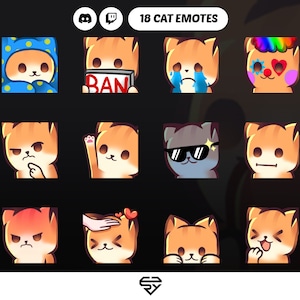18 Cute Cat Emotes | P2U | Twitch | Kick | Youtube | Discord & more