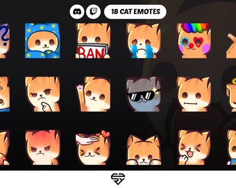 18 Cute Cat Emotes | P2U | Twitch | Kick | Youtube | Discord & more