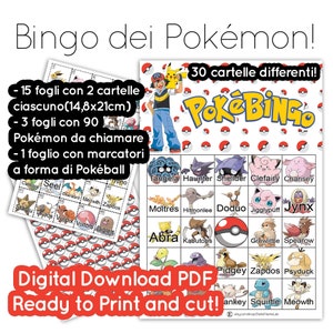 Bingo Pokémon Stampabile - 30 Carte Differenti - Download Istantaneo - File Digitale PDF - Gioco Compleanno