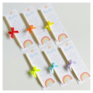 Segnalibro con Matita 10pz - Classica o Seminabile - Bomboniera - Battesimo - Nascita - Grafica Personalizzata - Arcobaleno