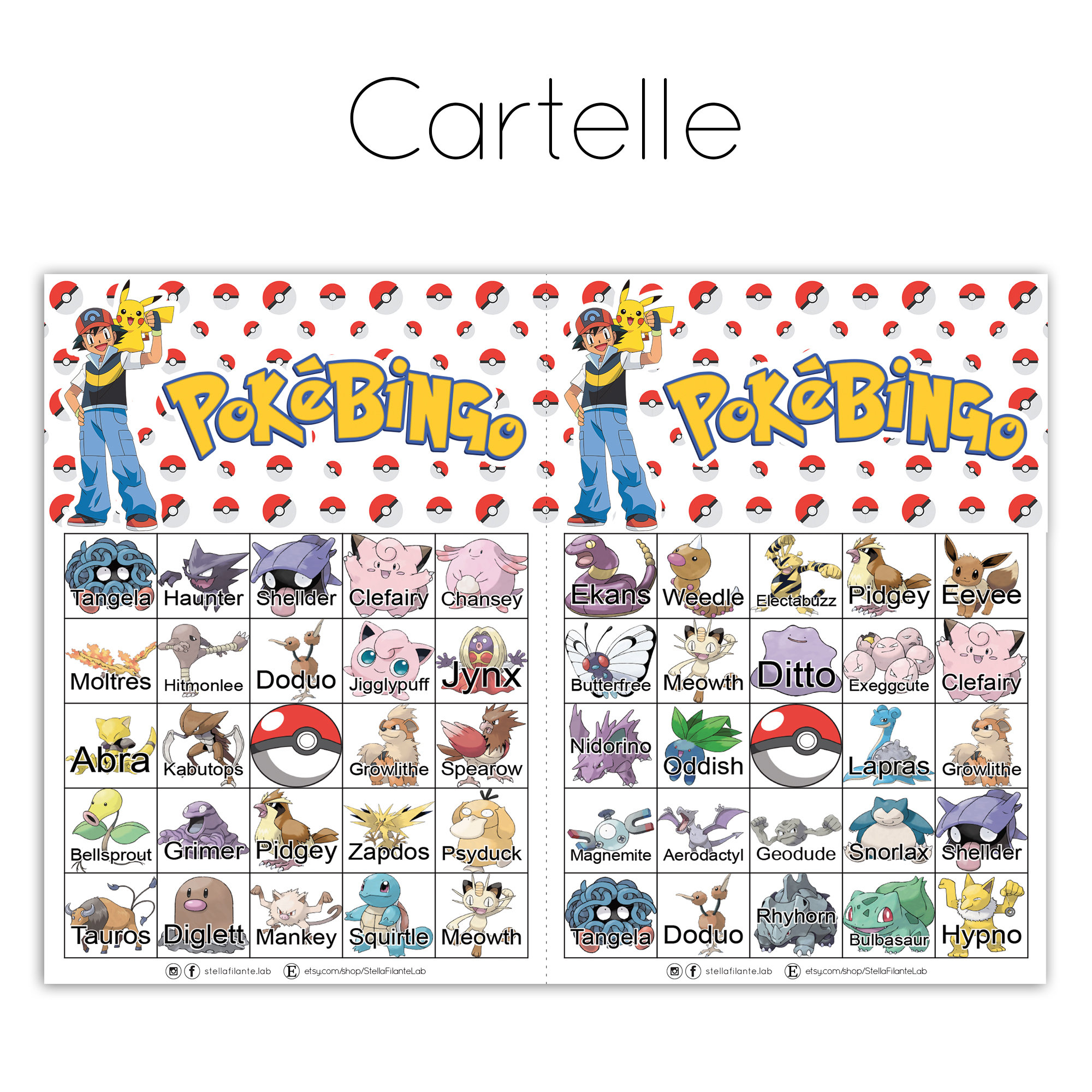 Printable Pokémon Bingo - 30 Different Cards - Instant Download - PDF Digital File - Birthday Game - Etsy for Free Printable Pokemon Bingo Cards