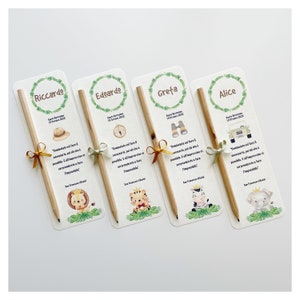 Segnalibro con Matita 10pz - Classica o Seminabile - Bomboniera - Battesimo - Nascita - Grafica Personalizzata - Safari Wild