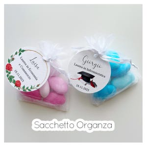 Sacchetto Organza con Tag 1pz - Confetti Opzionali - Bomboniere - Laurea - Maturità - Personalizzabili
