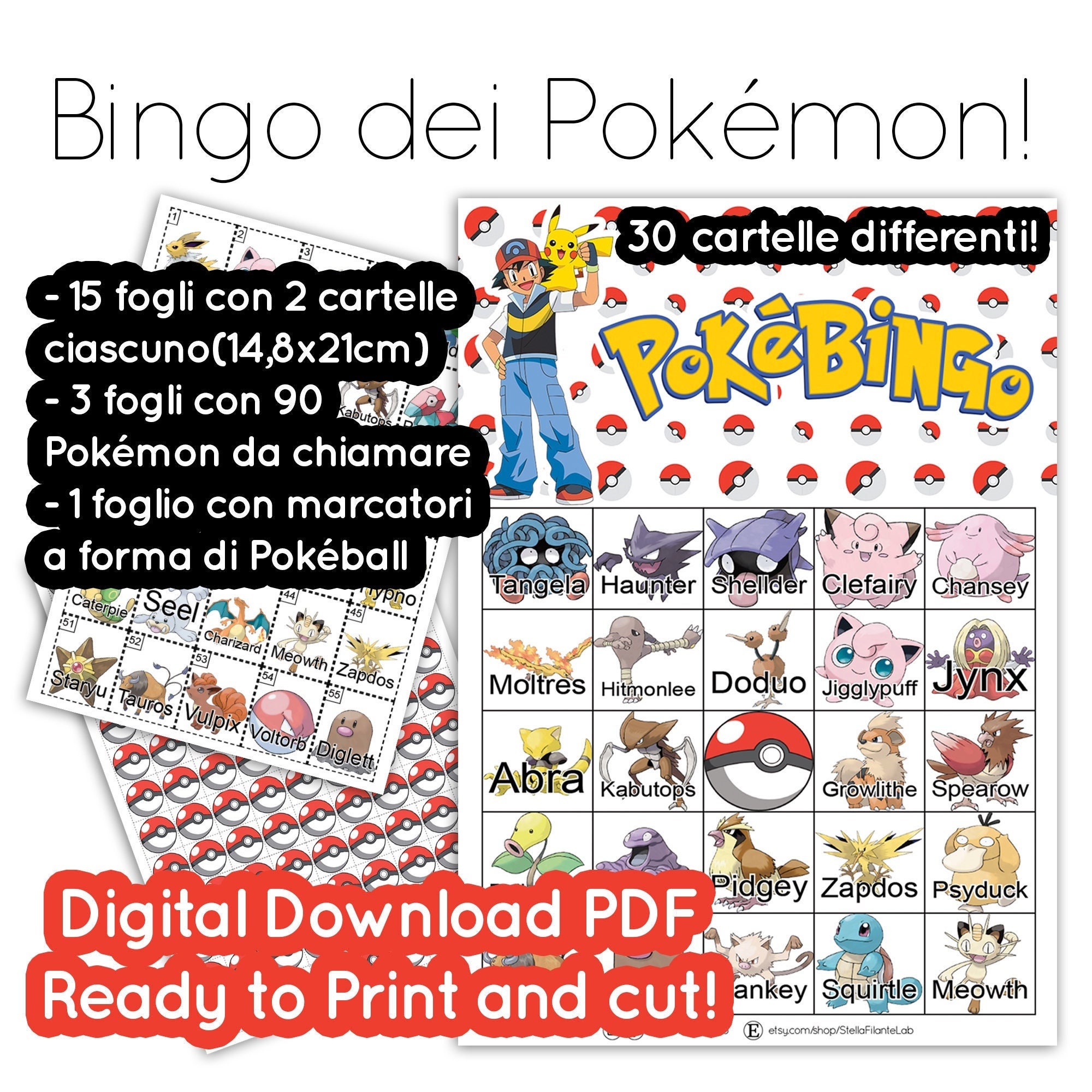Printable Pokémon Bingo 30 Different Cards Instant Download PDF Digital File Birthday Game - Etsy printable-pok-mon-bingo-30-different-cards-instant-download-pdf-digital-file-birthday-game-etsy