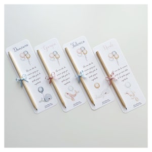 Segnalibro con Matita 10pz - Classica o Seminabile - Bomboniera - Battesimo - Nascita - Grafica Personalizzata - Balene Sognanti
