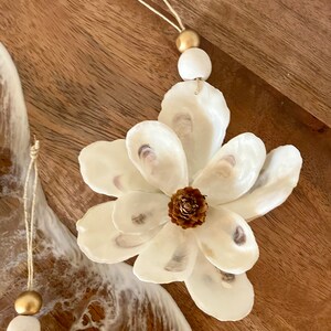 Oyster Shell Magnolia Flower Ornament, Christmas Ornament, Coastal ...
