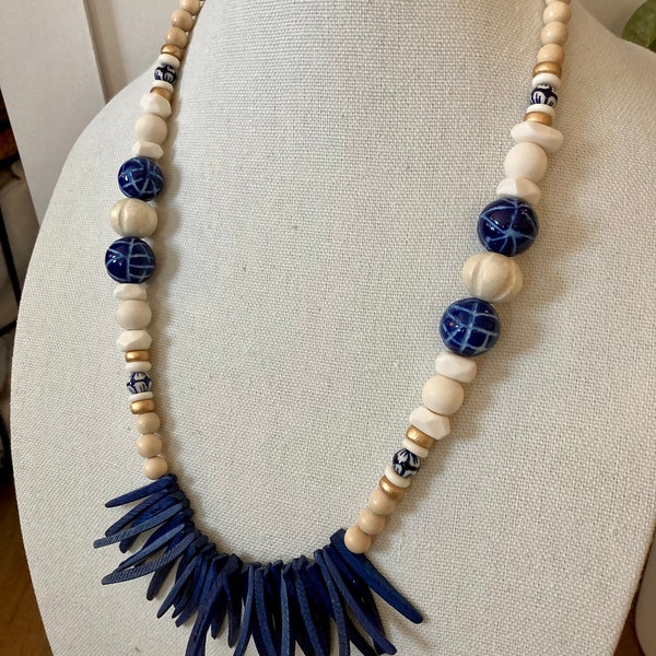 Bone Bead Necklace Etsy