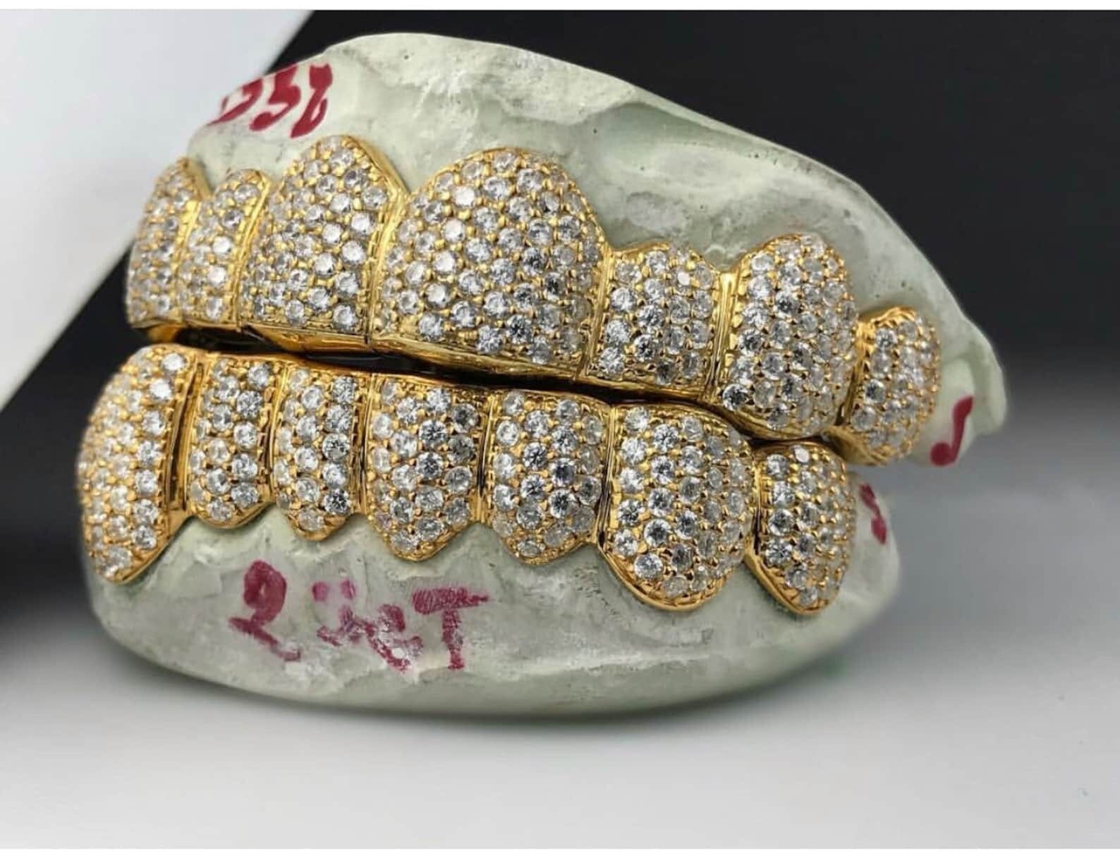 Custom Diamond Gold Grillz full Set Etsy