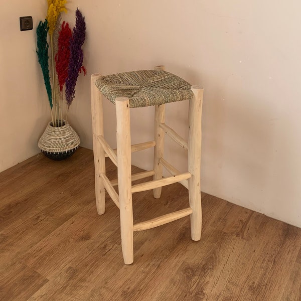 Tabouret de bar marocain en bois