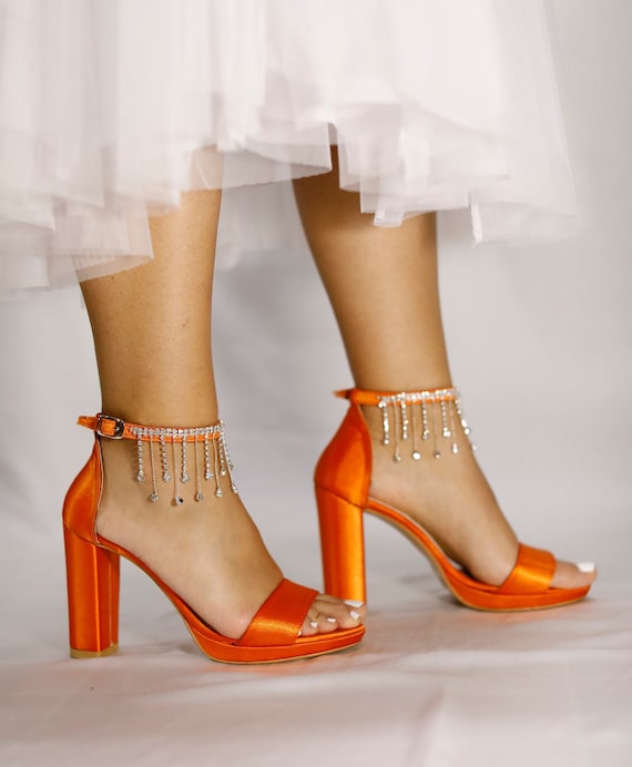 Satin Block Heelsorange Satin 