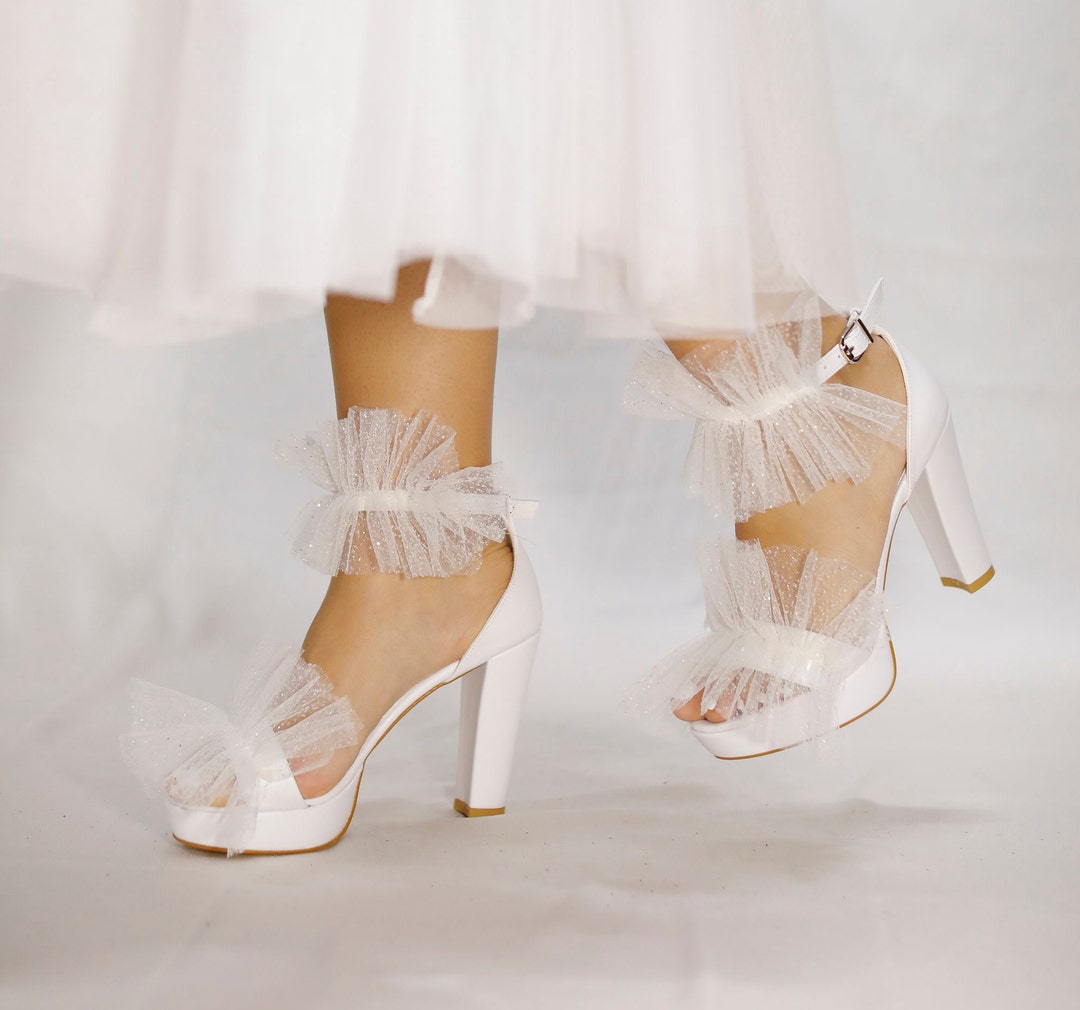 block heel platform wedding shoes