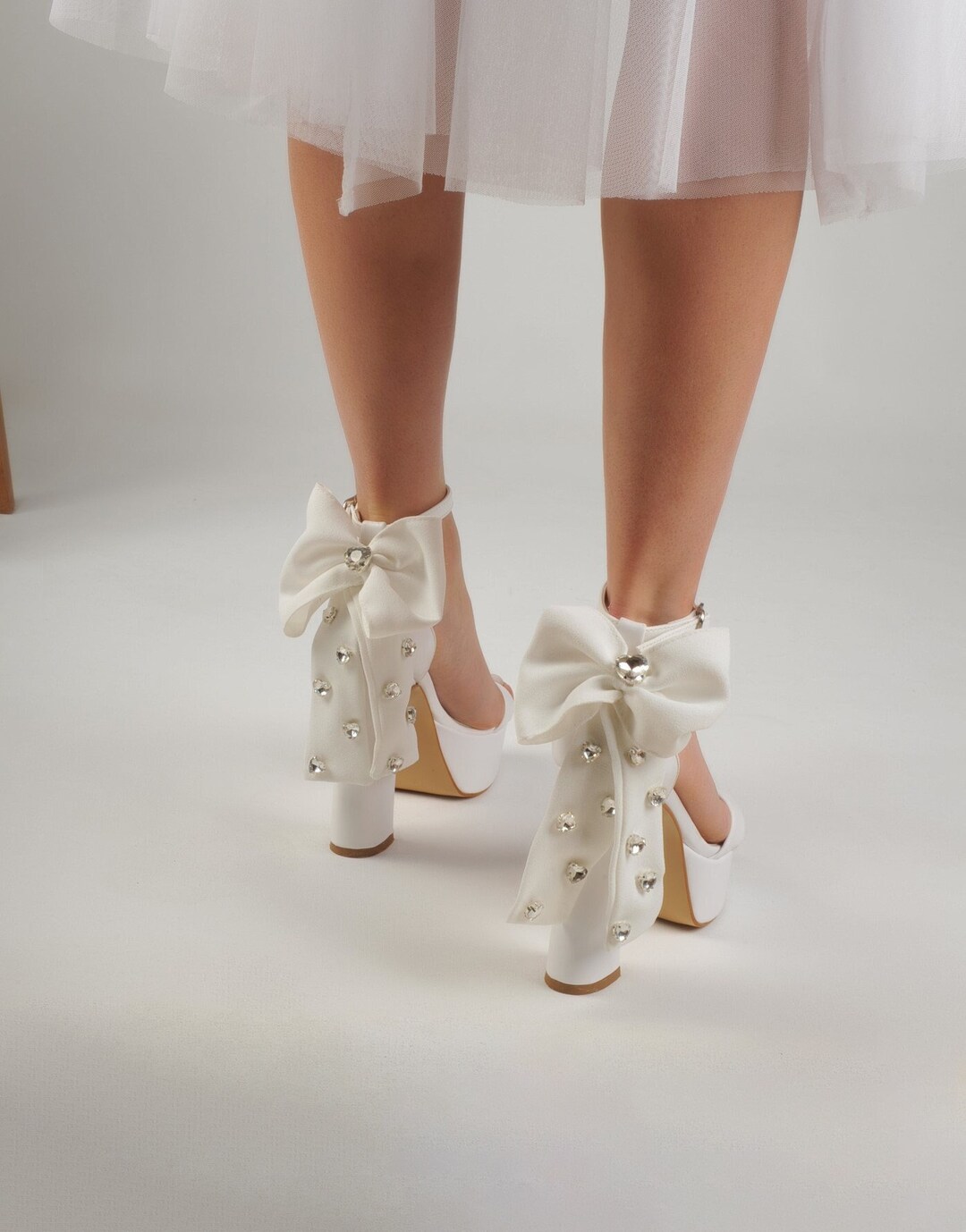 Pearl Encrusted Platform Block Heels – Customisable Bridal & Sangeet Shoes