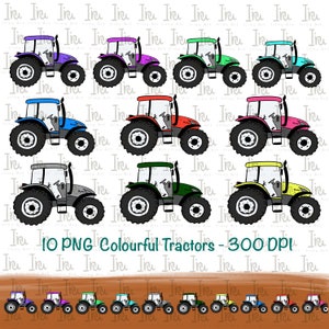 Tractor - 10 PNG Colourful Tractors 300 dpi.  Kid’s Tractor, Farm Tractor. For boys & girls! Digital Vehicles  Clipart - Instant Download