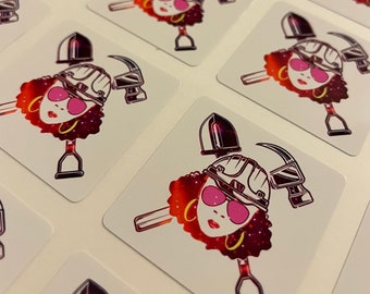 Ace & Hammer Girl Sticker - Woman Construction Sticker - Woman DIY Sticker - in trades - Woman Build Sticker - Hardhat Woman