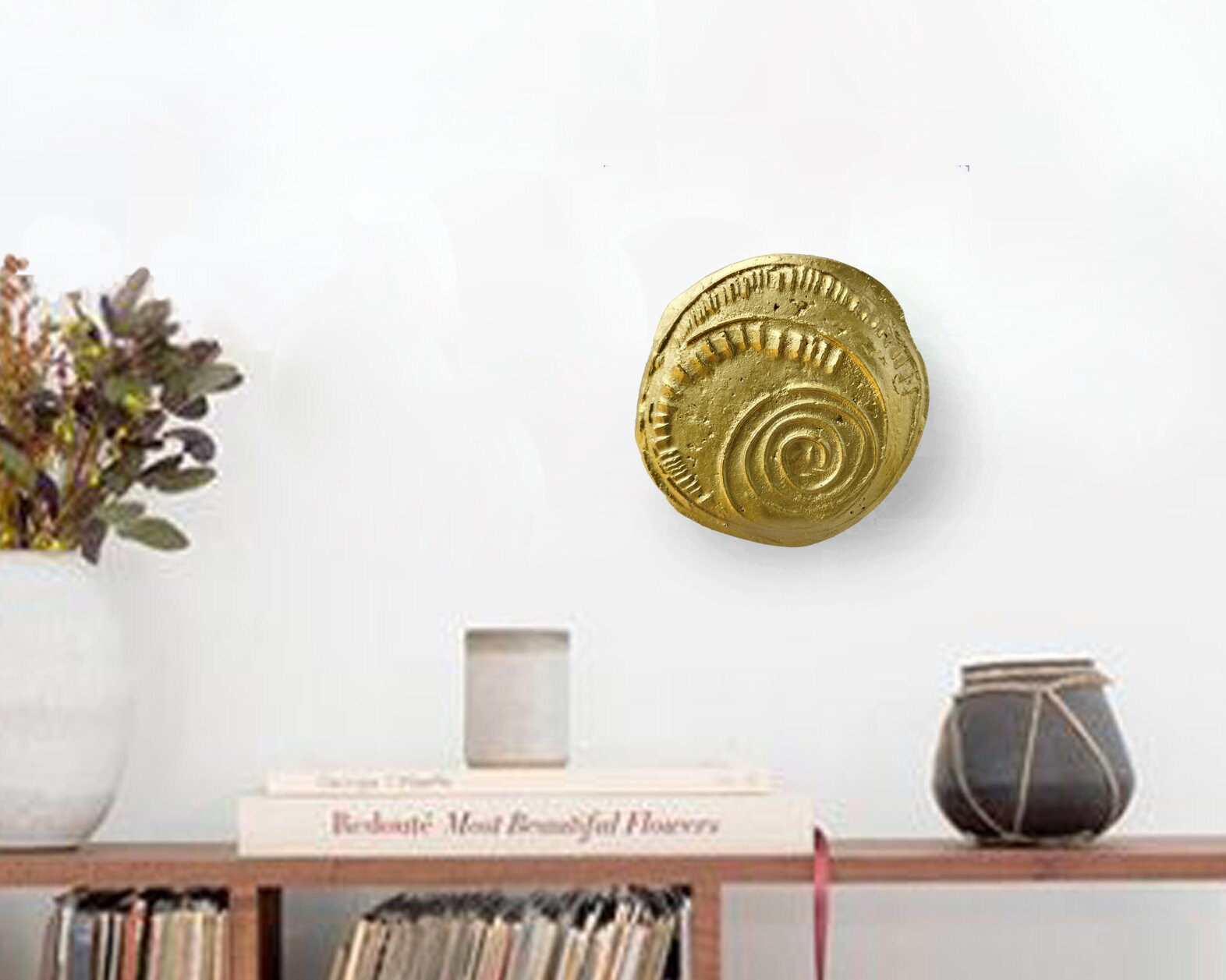 Concrete gold coin wall sculpture art Gold decortion art Etsy
