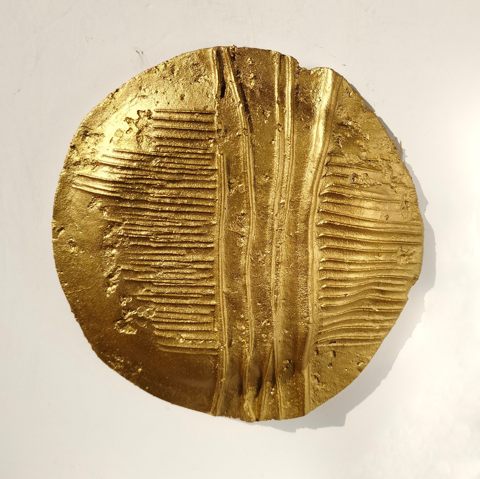 Concrete gold coin wall sculpture art Gold decortion art Etsy