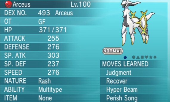 Gf Arceus Event Pokemon X Y Omega Ruby Alpha Sapphire Sun Etsy