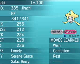 GF Jirachi Event Pokemon [X Y Omega Ruby Alpha Sapphire Sun Moon Ultra Sun Ultra Moon]