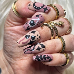 Magic Potion Press On Nails | Cottagecore Nails | Press Ons | Fake Nails | Witchy Nails | Glue On Nails | Matte Nails | Hand Painted