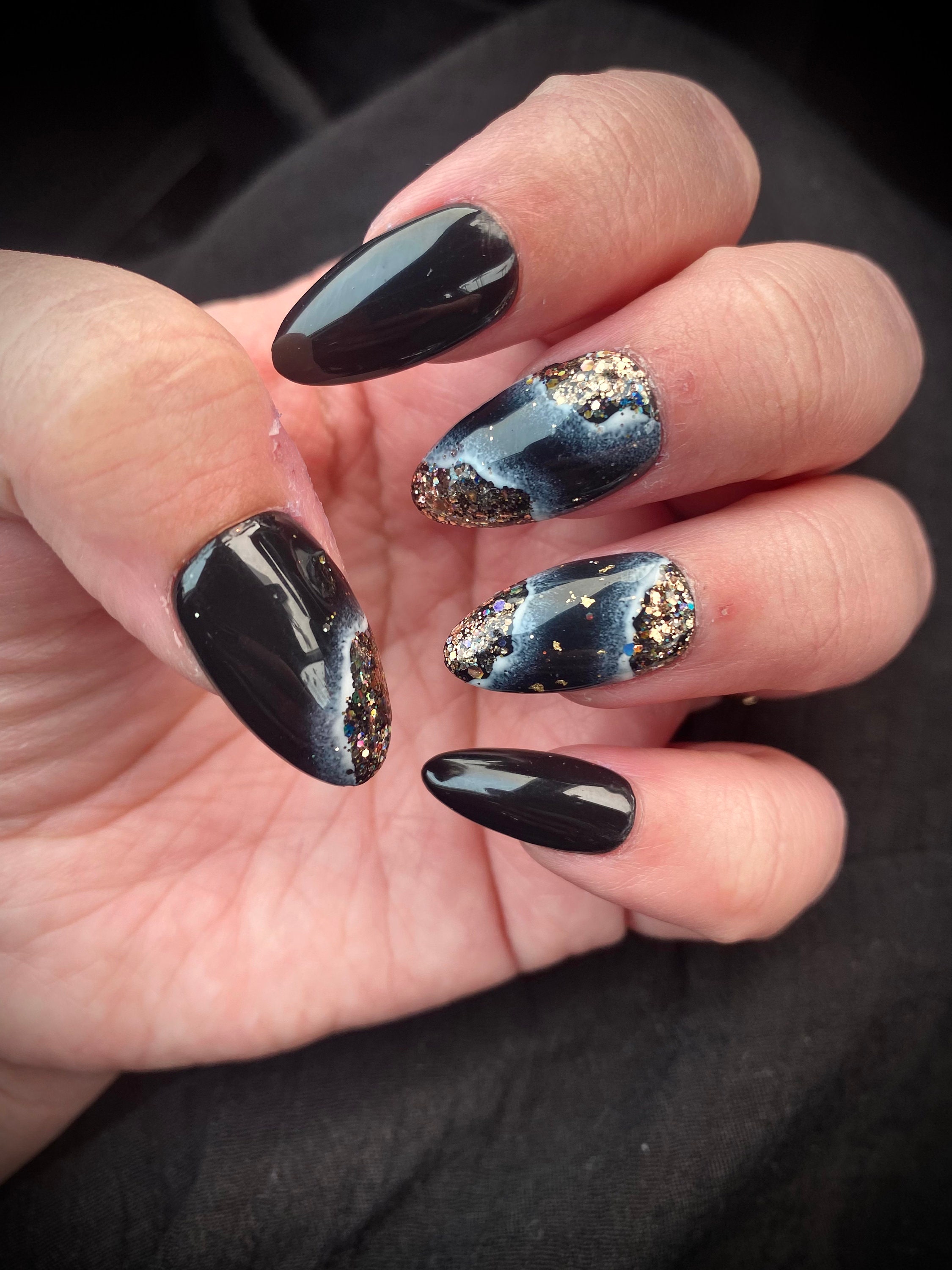 Bold Black Crystal Nail Trend