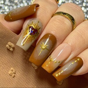 Enchantress | Ethereal Press On Nails | Aura Nails | Witchy Nails | Mystical Nails | Celestial Nails | Ombré Nails | Gold Nails