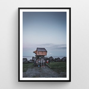 Camper van with tent • Lofoten • Norway • Fine art prints • Wall art print • Modern Scandinavian wall decor • Travel photography • Moody