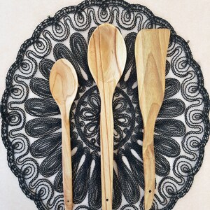 Handmade Kitchen Utensil Set - 2 pcs Wooden Spoon and Spatula - Wooden Utensils for Cooking - Spatula and Cooking Spoon Set