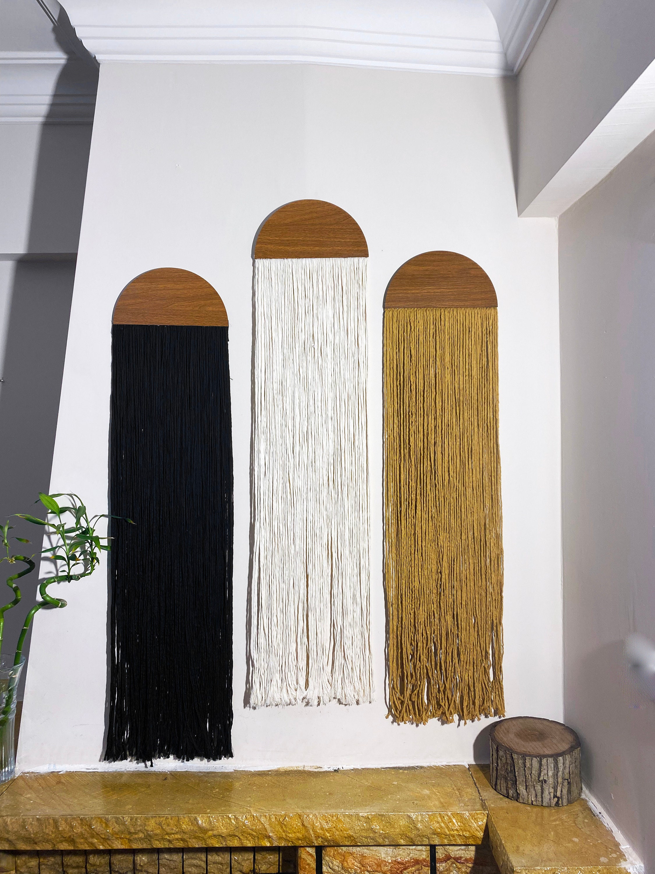 Boho Macrame Wall Hanging Set – Colorful Half Moon, Textile Art - Etsy