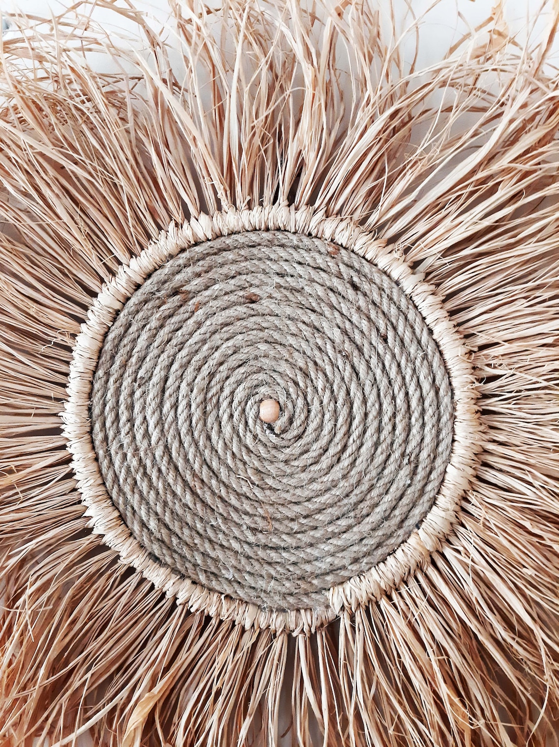 Deepb Bohemian Natural Raffia & Jute Wall Ornament Natural Raffia Leaf