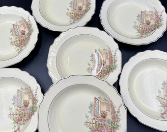 WS George Canarytone Breakfast Nook Rim Soup Bowls.