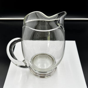 Wallace Sterling Silver Base Crystal Cocktail Pitcher.