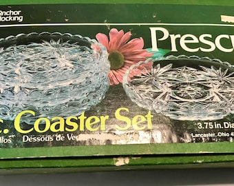 Anchor Hocking Prescut Clear Coaster Set of Six.