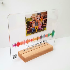 Soundwave Art QR Code and Photo, Soundwave art print, Family Gift, Sound Wave Art, Custom Soundwave, Custom Mother&#39;s Day Gift, Voice Gift