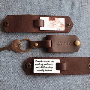 Photo Keychain with Multiple Photos, Personalized Leather Keychain for Her, Custom Gift for Mom, First-Time Mom Gift, New Mom Keychain