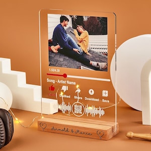 Custom Song Plaque with Photo and QR code, Birthday Gift for Boyfriend, Album Cover Plaque QR code, Couples Picture Gift, Our Song Gift