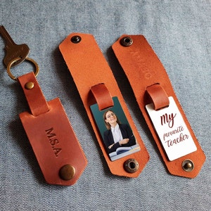 Personalized photo leather keychain for teacher, Appreciation gift for teacher, Music teacher gift, Best teacher gift, Back to school gift