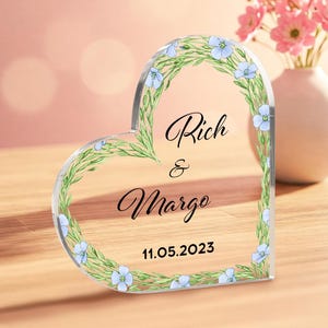 Plaque coeur en acrylique personnalisée, enseigne de mariage, souvenir personnalisé avec noms et date, cadeau du 30e anniversaire de mariage pour maman et papa
