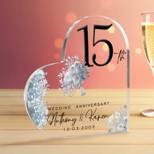 Happily Together Since - Couple Personalized Custom Heart Shaped Acrylic Plaque Gift For Husband Wife Anniversary