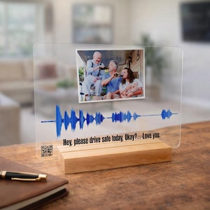 Personalized Sound Wave Plaque, Acrylic Photo Sign With QR Code, Custom Voice Message Gift, Memorial Keepsake For Family