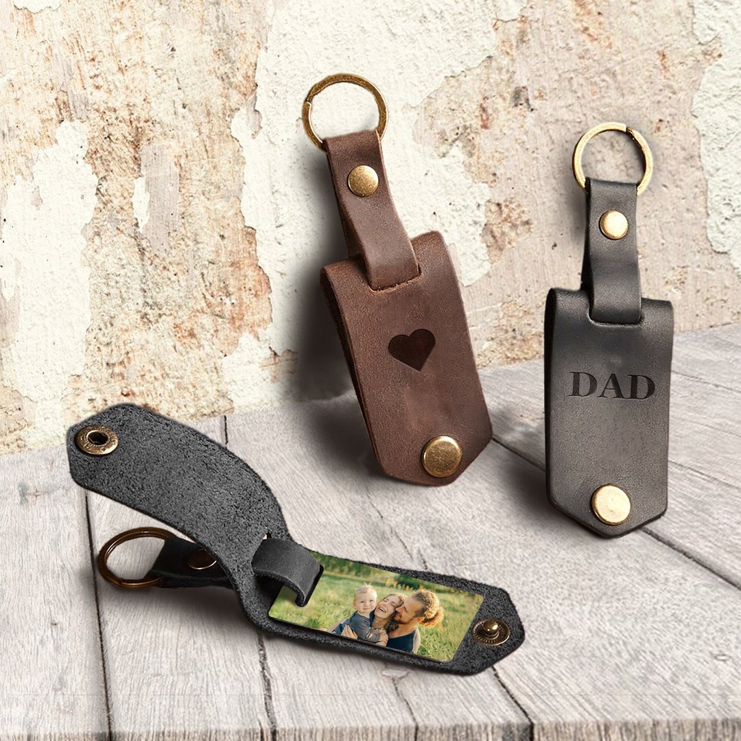 Family Photo Keyring, Leather Photo Keychain, Sentimental Couple Gift ...