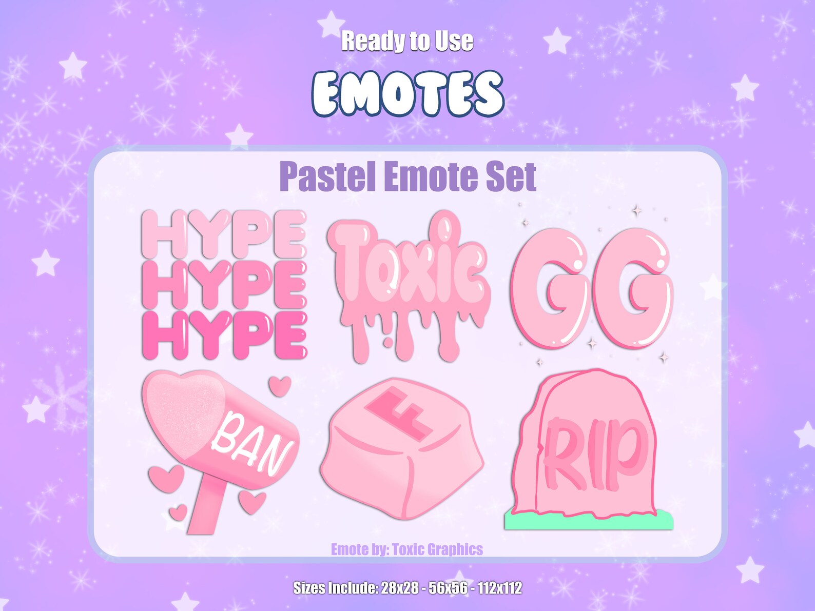 Pastel Emote Set / Twitch Pastel Emotes / Streamer Emote Set / Etsy