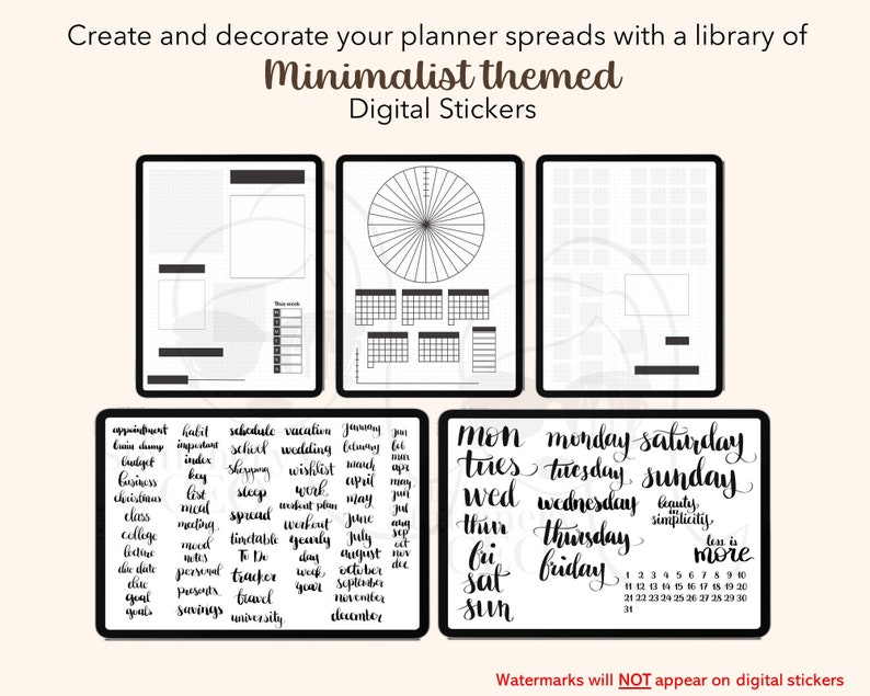 Digital Stickers, Minimalist Aesthetic, Neutral Digital Stickers ...